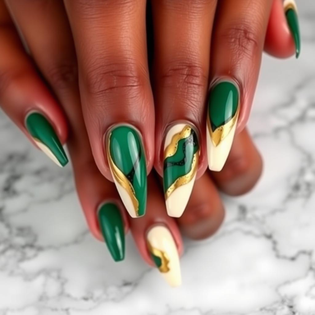Glossy nail manicure on Black hands.